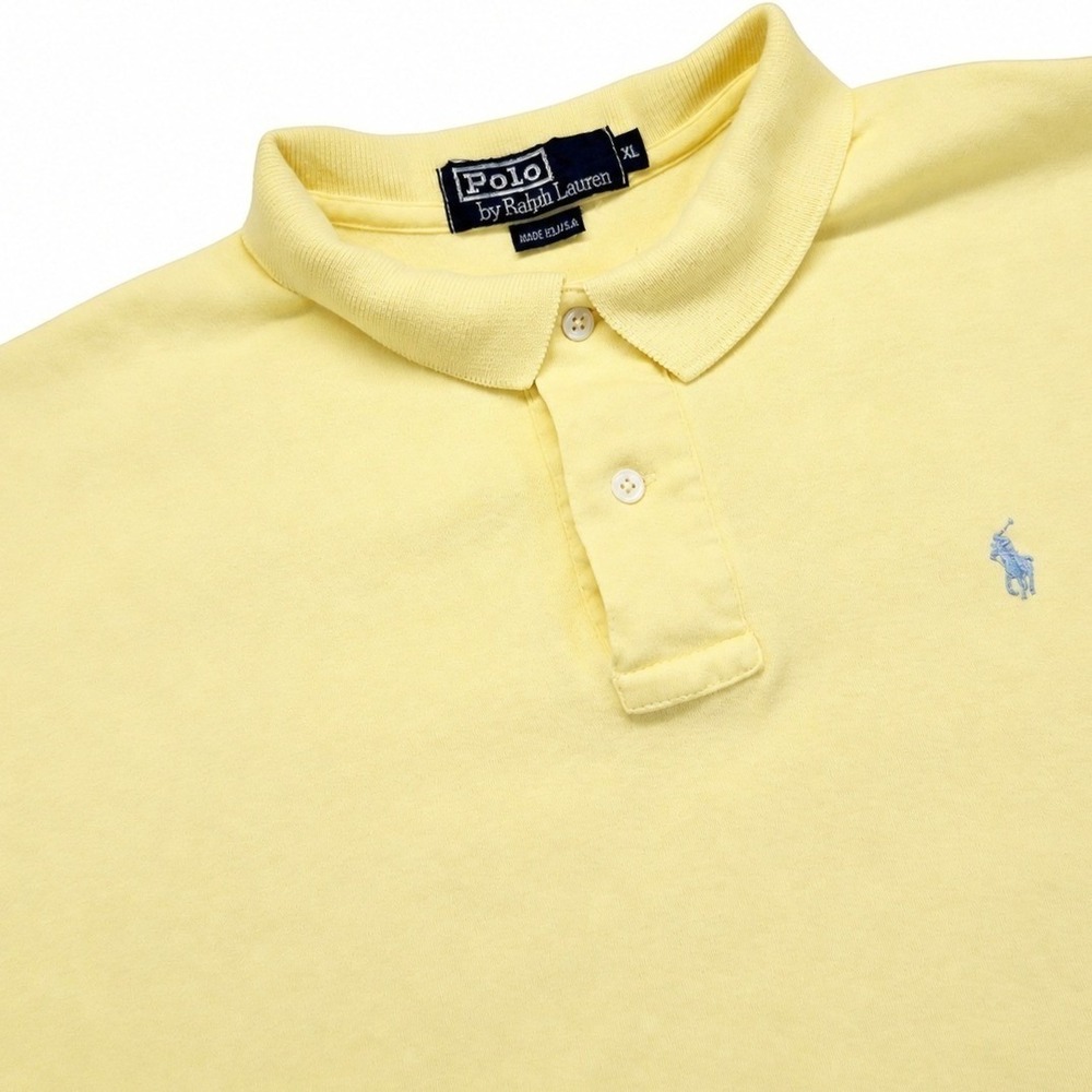 Polo Ralph Lauren Polo Shirt Men XL Vintage 90s Made in USA Classic Fit Yellow